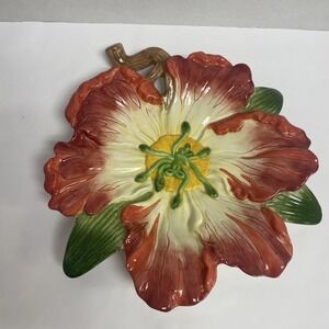 Fitz and Floyd Essentials Floral Ceramic Wall Plate – Vintage Hibiscus Flower